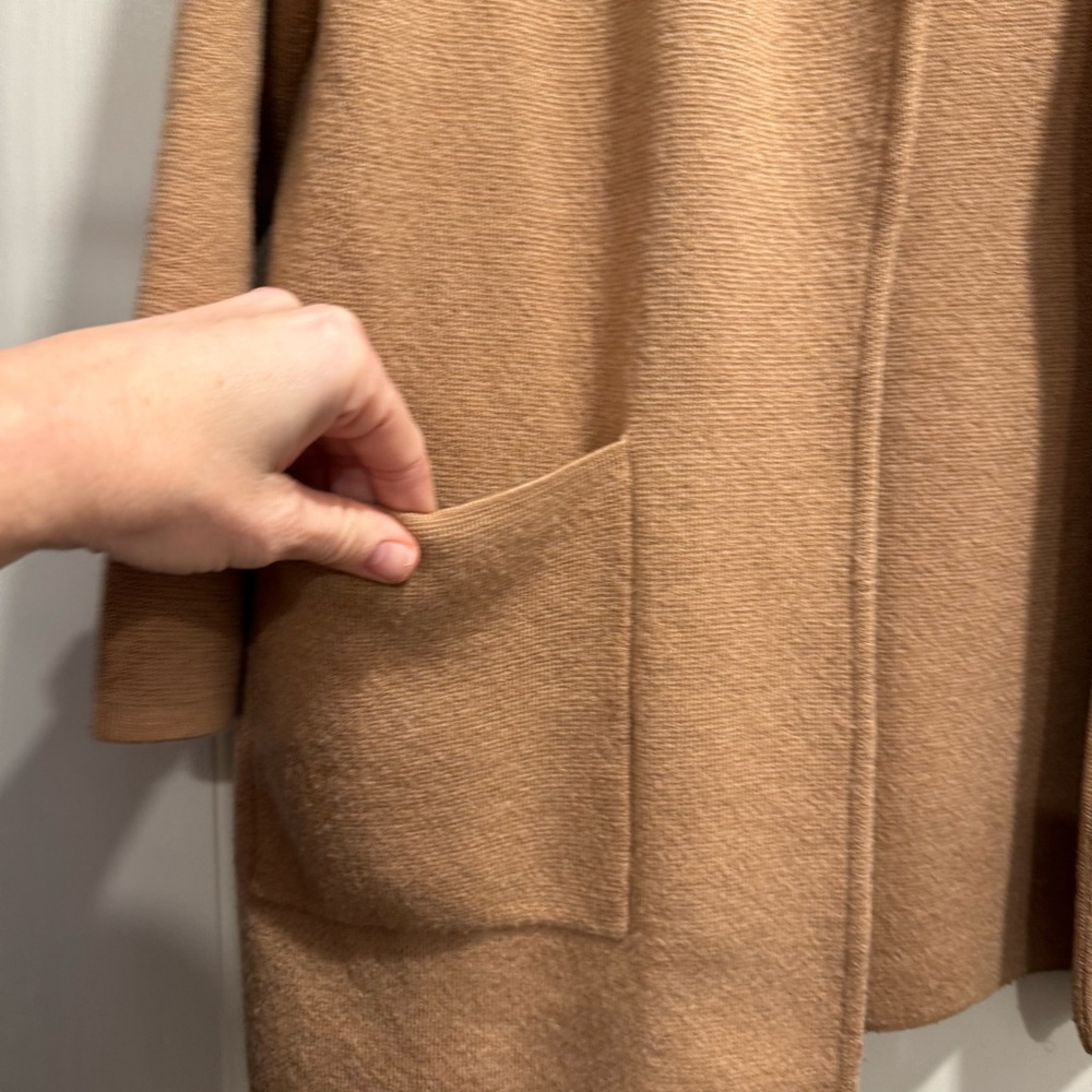 J Crew Women’s Open front sweater blazer Tan Large Preppy Spring Quiet Luxury - Picture 4 of 7